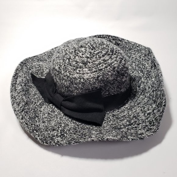 Jessica Simpson Floppy Sun Hat in Grey with Black Bow accent - Picture 9 of 11